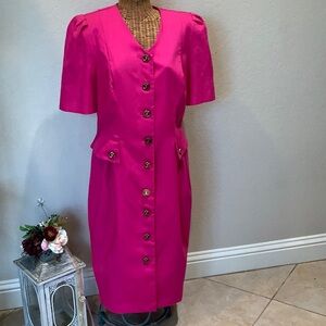 Melissa Fuchsia Button-Front Midi Dress